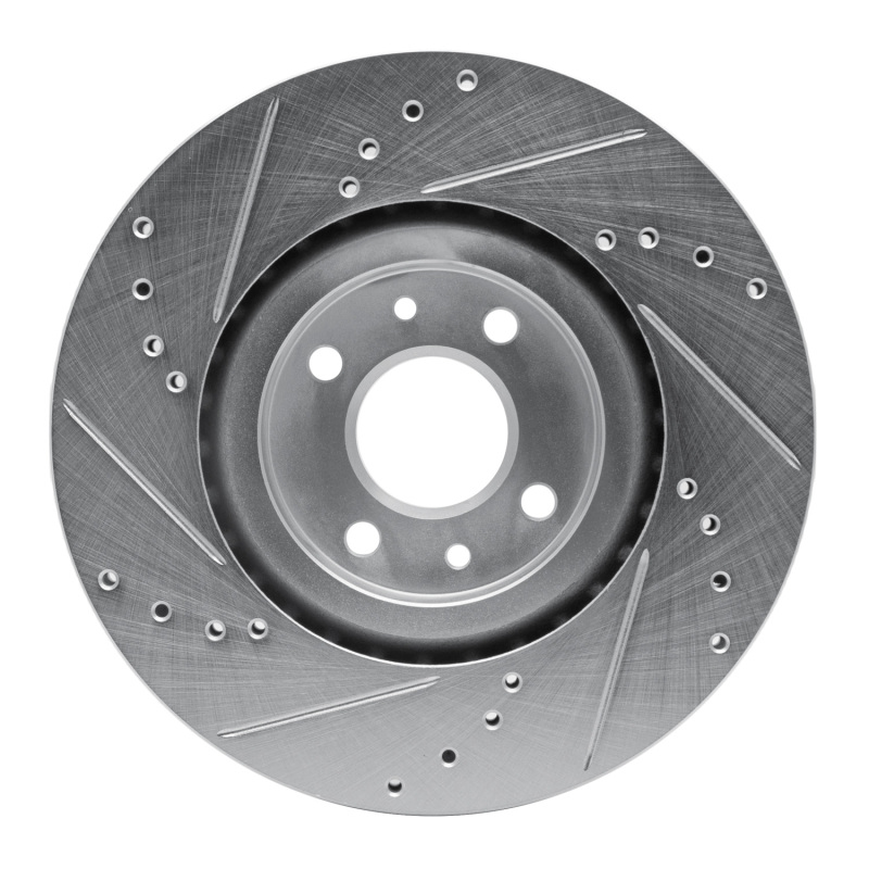 Fiat 500 Brake Rotor (1) - Front Right - R1 Concepts - Drilled & Slotted - Silver - `12-`19